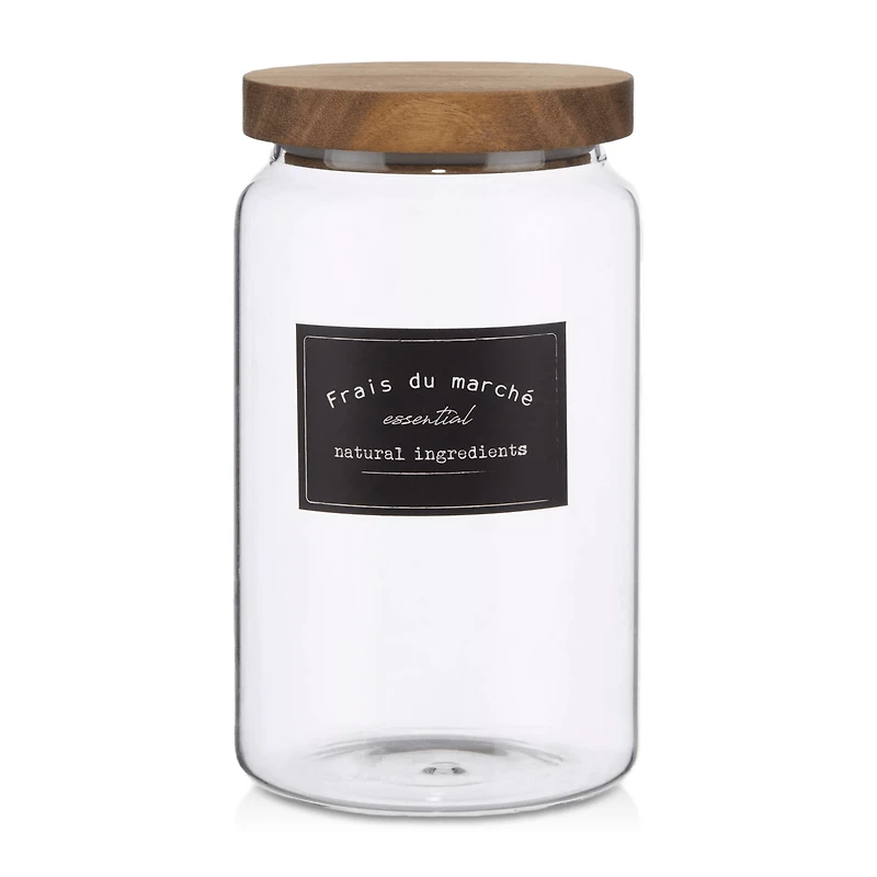 Long Glass Jar with Wooden Lid