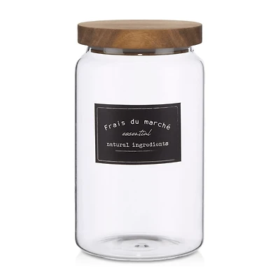 Long Glass Jar with Wooden Lid