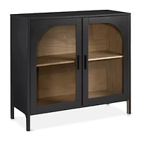 Black Wooden Buffet with Glass Doors