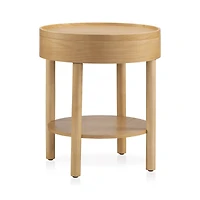 Wooden Round Side Table with Lift Top