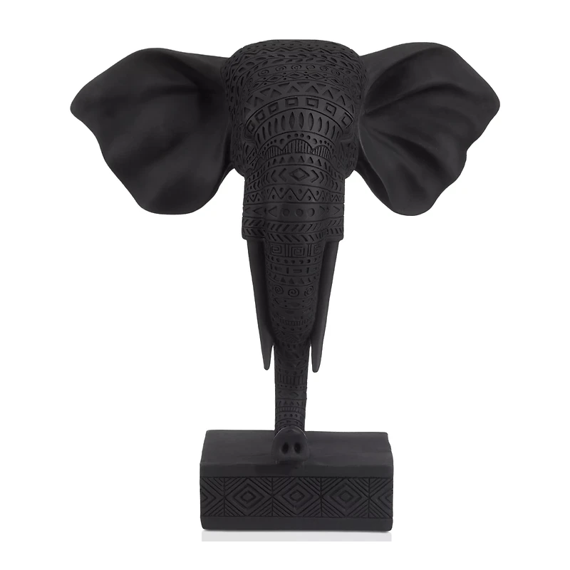 Black Resin Elephant on Stand
