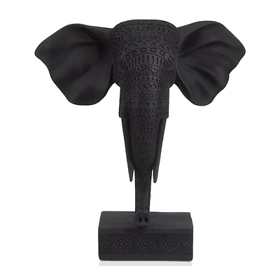 Black Resin Elephant on Stand