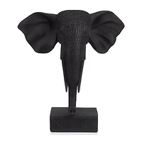 Black Resin Elephant on Stand