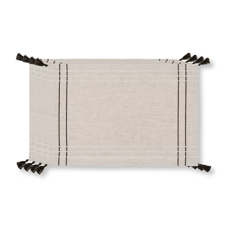 Set of 4 Fabric Placemats with Tassels