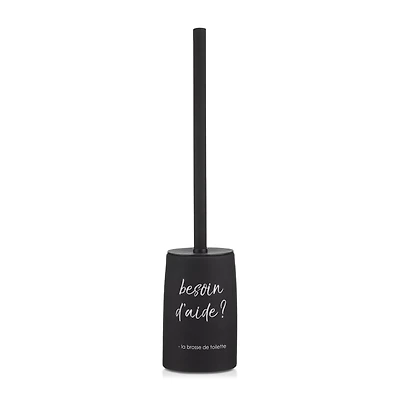Black Toilet Brush With French Typography