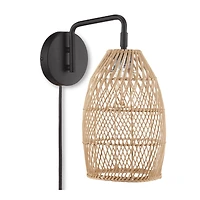 Hemp Rope & Black Metal Wall Sconce