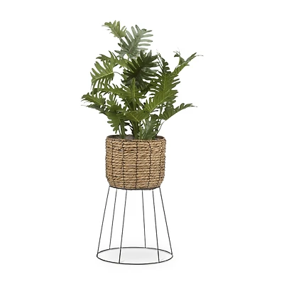Natural Rattan Planter on Metal Legs