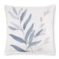 Auriel Blue & Beige Flora Decorative Pillow