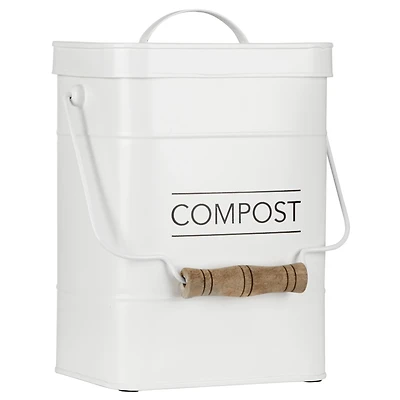 White Compost Rustic Metal Bin