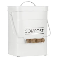 White Compost Rustic Metal Bin