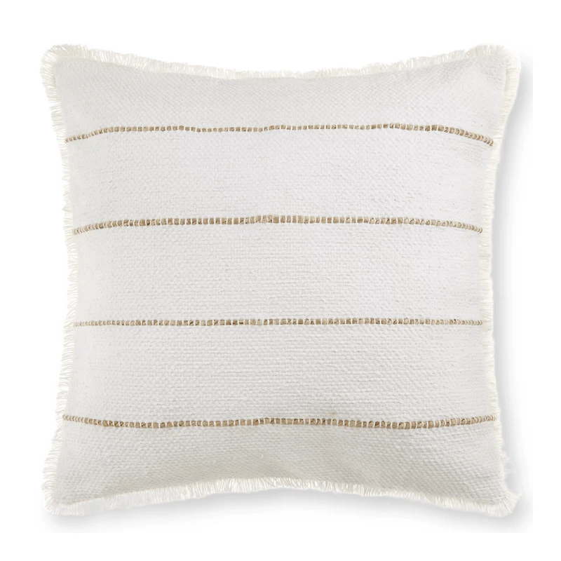 Frans Fringed White Decorative Pillow