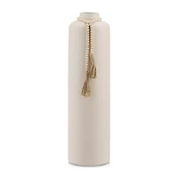 Ceramic Floor Vase with Beaded Tassels