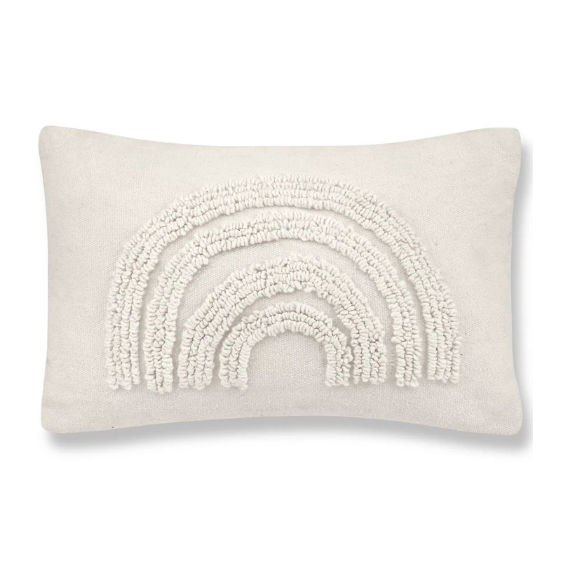 Anya Beige Tufted Rainbow Lumbar Throw Pillow
