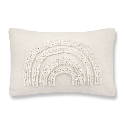 Anya Beige Tufted Rainbow Lumbar Throw Pillow
