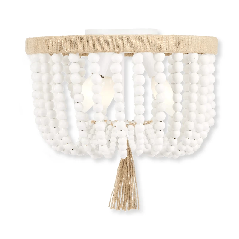 Wooden Bead and Tassel Ceiling Lamp