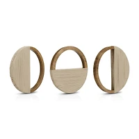 Set of 3 Mango Wood and Rope Circle Wall Decor