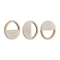 Set of 3 Mango Wood and Rope Circle Wall Decor