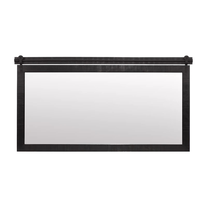Black Wood Rail Mirror