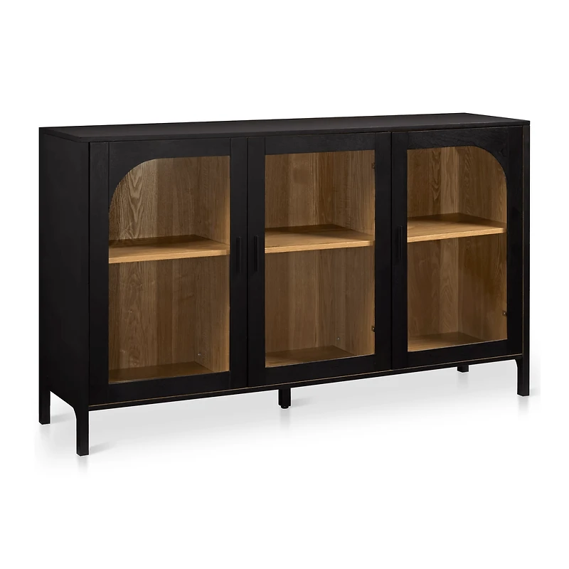 3-Door Black Wooden Buffet