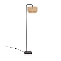 Floor Lamp with Rattan Shade and Metal Base