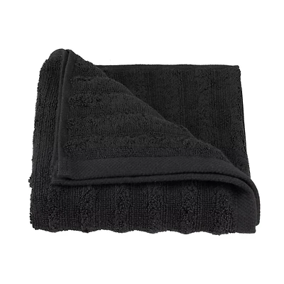 Black Ribbed Hand Towel