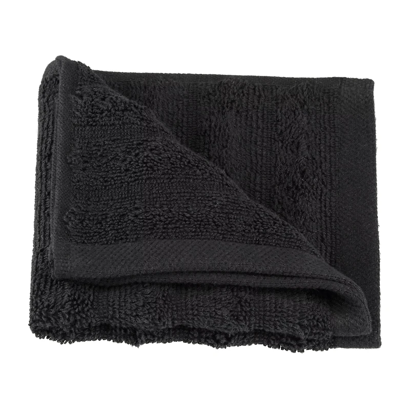 Black Ribbed Washcloth