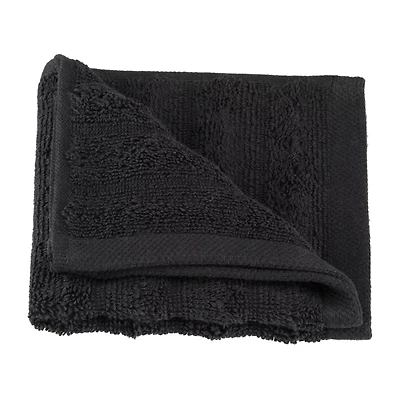 Black Ribbed Washcloth