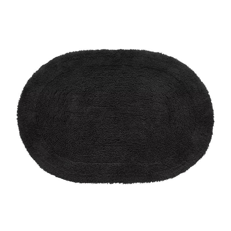 Black Oval Tufted Bath Mat