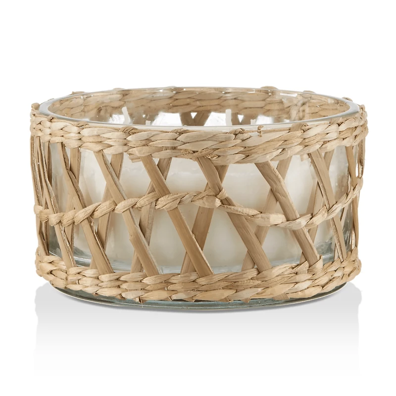 Candle in Glass and Rattan Pot