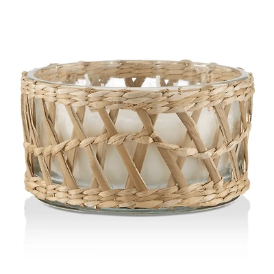 Candle in Glass and Rattan Pot