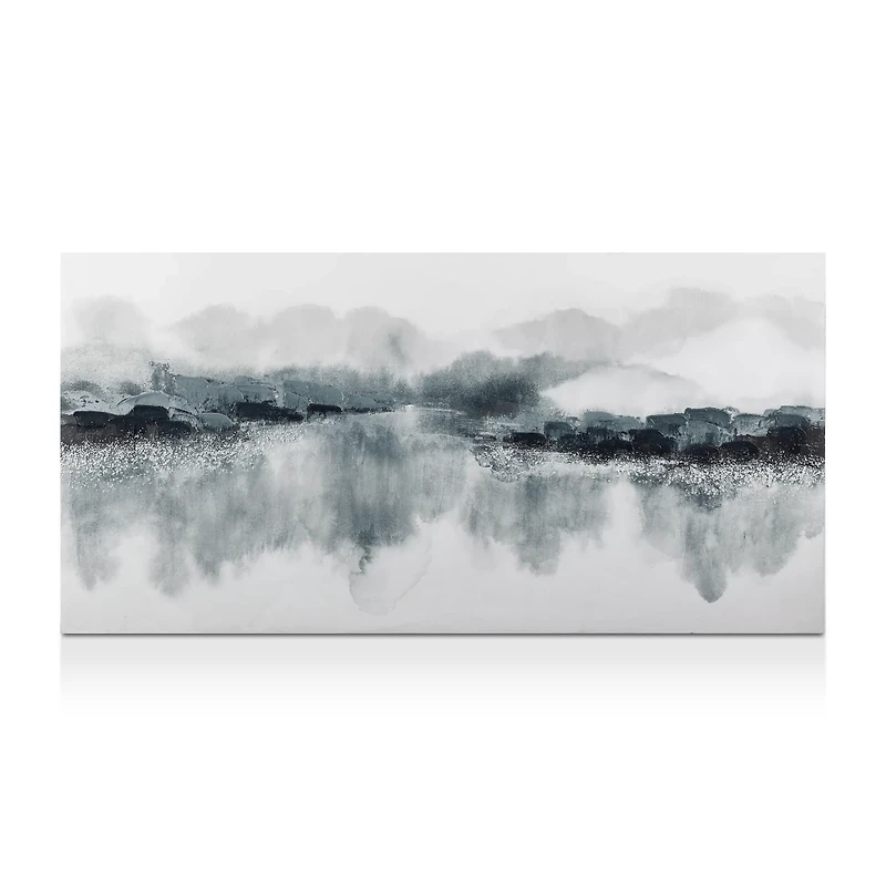 Gel-Embellished Abstract Mountain Painting