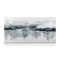 Gel-Embellished Abstract Mountain Painting