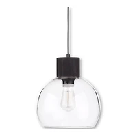 Round Glass and Wood Ceiling Lamp
