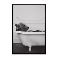 Bear in Bathtub Printed Framed Canvas