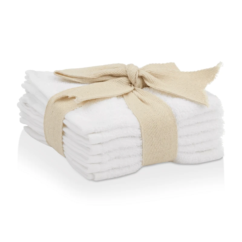 White Set of 6 Large Washcloths