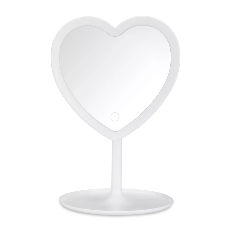 LED Heart-Shaped Table Mirror