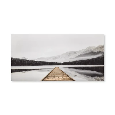 Dock with Mountain View Printed Canvas