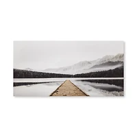 Dock with Mountain View Printed Canvas