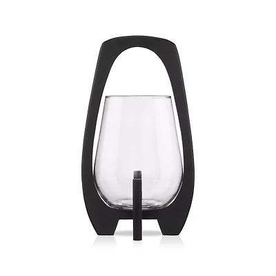 Glass Candle Holder with Wooden Base