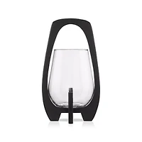 Glass Candle Holder with Wooden Base