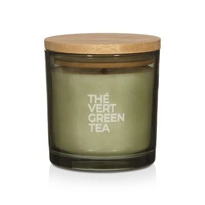 Bouclair Green Tea Candle with Wooden Lid