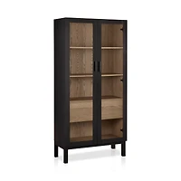 Black Wooden Buffet with Glass Doors