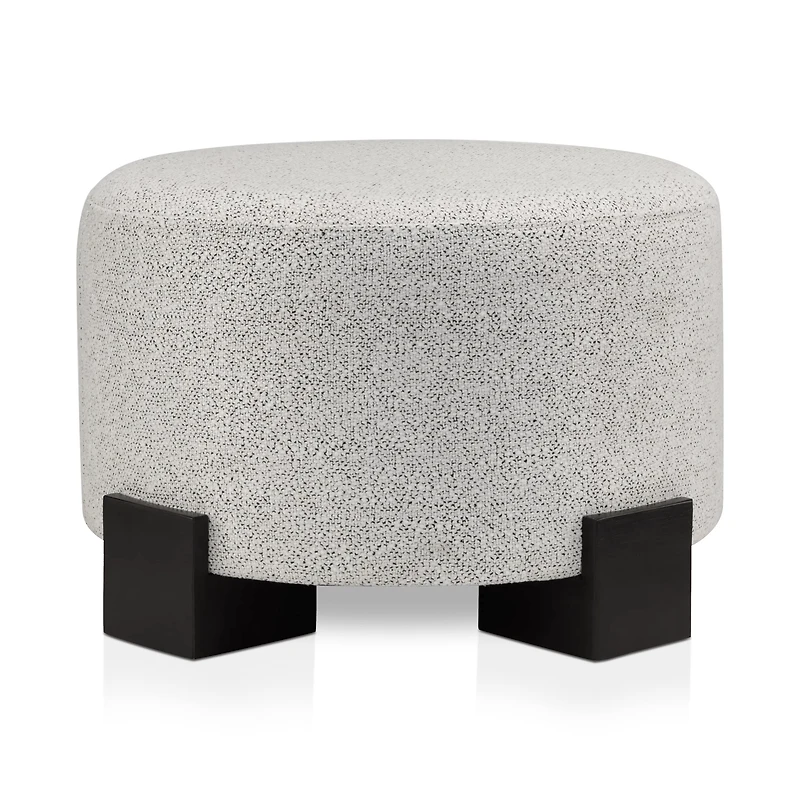 Round Fabric Ottoman on Wooden Legs