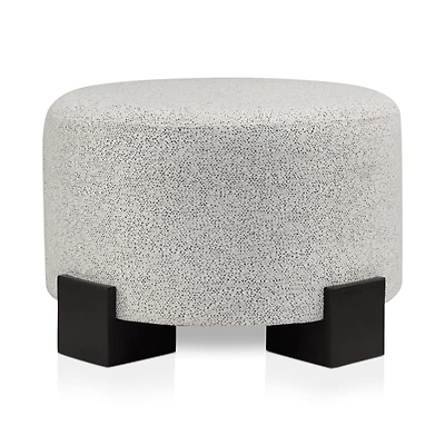 Round Fabric Ottoman on Wooden Legs