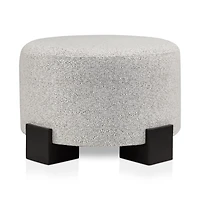 Round Fabric Ottoman on Wooden Legs