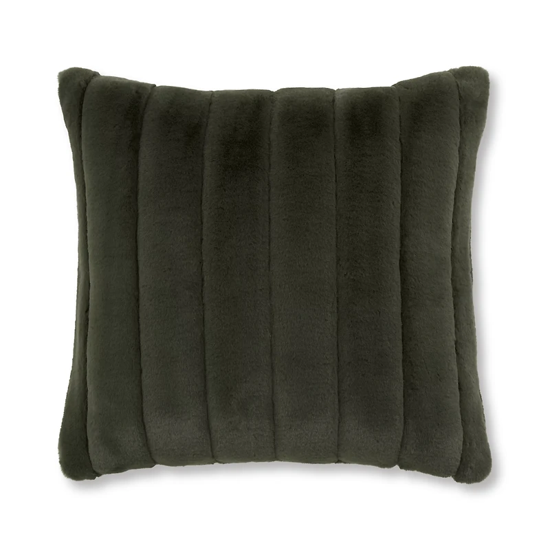 Green Cougar Faux Fur Throw Pillow