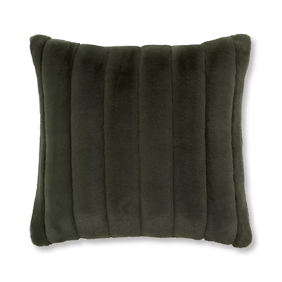 Green Cougar Faux Fur Throw Pillow