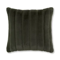 Green Cougar Faux Fur Throw Pillow