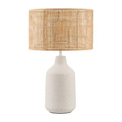 Ceramic and Rattan Table Lamp