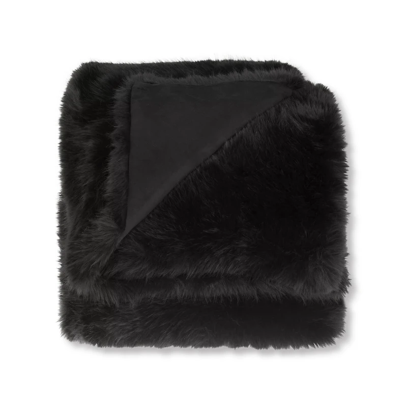 Black Logan Faux Fur Throw